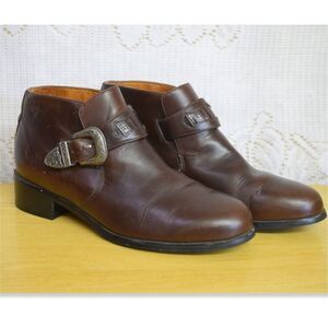 Ariat "Blair" Ankle Booties Womens Size 7.5 B Brown Leather Shoes Buckle Western
